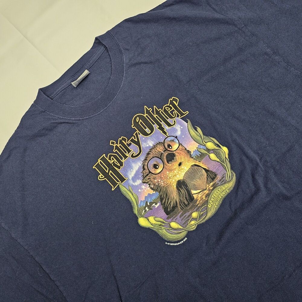Vintage 2002 Harry‎ Potter Movie Parody Shirt Hairy Otter T-Shirt 2XL Blue